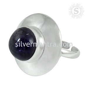 Venta caliente de buena calidad 925 plata esterlina Natural púrpura amatista piedra preciosa forma redonda anillo joyería hecha a mano proveedores a granel - Product Image 2