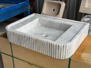 Lavabo rectangulaire en marbre blanc de Carrare naturel, vente en gros directe d'usine, personnalisable, lavabo <span class=keywords><strong>pour</strong></span> se laver les mains, fournisseur de lavabos en marbre OEM ODM - Product Image 6