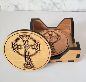 Personnalisation Design moderne Tapis carrés décoratifs durables Sous-verres en bois d'acacia et de hêtre d'Inde - Product Image 3