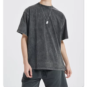 RTS Wholesale 100% Cotton Casual Knitted Breathable <b>Silk</b> <b>Screen</b> Printed O-Neck Oversized Acid Wash T-shirt - Product Image 2