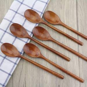 Cucharas de madera, 6 cucharas de sopa de madera de 9 pulgadas para comer, mezclar, revolver, cuchara de mango largo con cocina de estilo japonés - Product Image 6