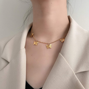 Collar de Aleación de Zinc Chapado en Oro con Diseño de Mariposa, Cadena de Eslabones, Joyería Moderna para Aniversario de Bodas con Diamantes y Perlas - Product Image 4
