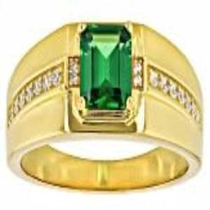 Bague de mariage pour homme Shama Gems Jewels, taille émeraude, en or et argent sterling, faite à la main, sertie clos, avec zircon blanc, style néo-gothique - Product Image 1