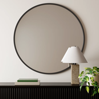 Miroir mural rond moderne en bois massif avec une épaisseur de 5 mm pour votre maison. Utilisation en chambre à coucher, salon et appartement
