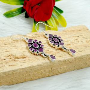 Pendientes de rubí de Plata de Ley 925 hechos a mano con piedras preciosas Rojas, regalo de joyería de oro rosa para niñas y mujeres - Product Image 1