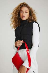 Chaleco con capucha para mujer, chaqueta acolchada de burbuja, Logo OEM, color negro, para invierno - Product Image 6