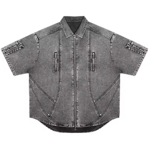 Chaqueta Vaquera Unisex Vintage Y2K con Lavado Ácido Desgastado, Chaqueta de Trabajo Cruzada para Invierno, Diseño Personalizado OEM - Product Image 1