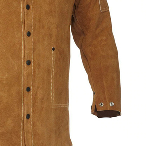 Chaqueta de soldadura para hombre, chaqueta de seguridad de soldadura de cuero de vaca de la mejor calidad, chaqueta de soldadura cómoda de cuero resistente. - Product Image 4
