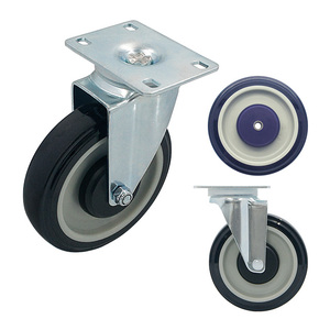 Roulettes pour meubles 127 mm, roue en polyuréthane, fixation sur plaque, rigides, en alliage de zinc, industrielles, durables, capacité de charge 120 kg, sans frein - Product Image 1