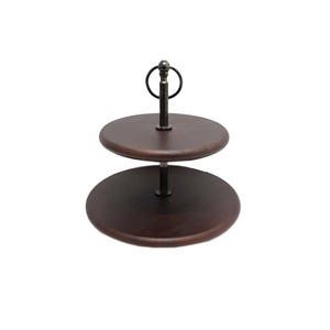 Présentoir à gâteaux rond en bois à 2 niveaux Finitions naturelles de luxe Présentoir de fête d'anniversaire de mariage Vente en gros en vrac - Product Image 1