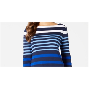 Maglia da Donna Charter Club XL in Cotone Pima Blu con Bottoni e Strisce sulle Spalle, Lavorata a Maglia e Tessuta per Ufficio o Uso Quotidiano - Product Image 2