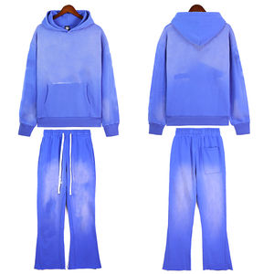 Pantalon de survêtement évasé noir 100% survêtement uni sweat à capuche lavé à l'acide bas évasés personnalisés Fitness vêtements de sport grande taille ensembles respirants - Product Image 3