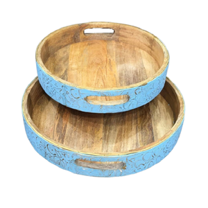 Bandeja Redonda de Madera para Servir con Detalles Metálicos, Utensilios de Cocina de Calidad Exclusiva, Bandeja para Desayuno a Precios Económicos - Product Image 6