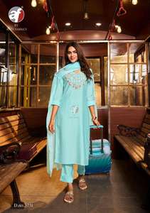 Dernière tenue de créateur vente chaude coton viscose et mousseline pantalon Kurti et Dupatta avec broderie et travail à la main exportateur mondial - Product Image 5