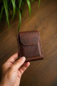 Portefeuille à pince à billets unisexe en cuir véritable marron de luxe, porte-monnaie pliable, pochette de rangement pour cartes pour un usage quotidien - Product Image 4
