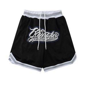 กางเกงขาสั้นผ้าคอตตอนพิมพ์ลายตาข่ายสำหรับผู้ชายกางเกงขาสั้นสีสั่งทำฉลากส่วนตัวพร้อมสาย - Product Image 2