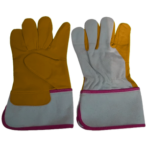 Gants de sécurité canadiens robustes de qualité supérieure en cuir de vachette fendu confortable avec doublure en coton et caoutchouc pour un usage domestique - Product Image 3