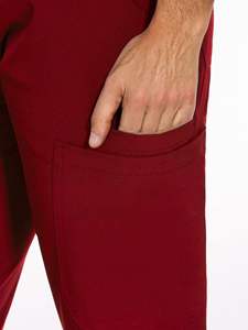 Uniforme d'infirmière en jean pour femme Jogger Suit Stretch Top Pantalon avec gommages multi-poches Col montant Manches courtes - Product Image 6