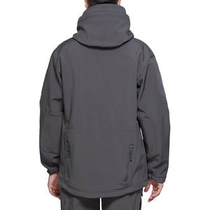 Venta caliente chaqueta Softshell ligera de lona fina larga para hombres con cuello alto logotipo personalizado secado rápido 100% poliéster - Product Image 6