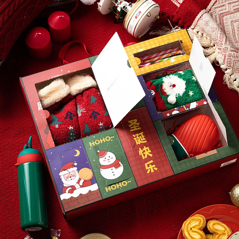 Großhandel benutzer definierte Logo Pappe Verpackung Geschenk Kinder Weihnachten Advents kalender zappeln Spielzeug boxen