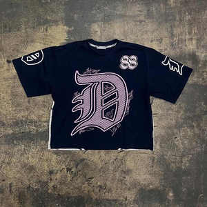 ODM Style hommes pull surdimensionné T-Shirt sable lavage détresse court Vintage impression conception personnalisée 280 grammes décontracté en vrac - Product Image 5