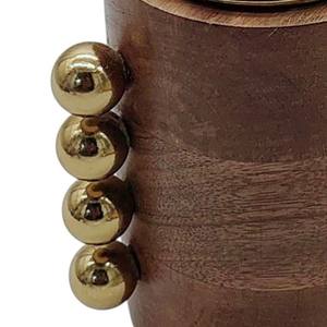 Modern Cylinder Wooden <b>Bakhoor</b> Burner Gold Beaded Accents Mabkhara Arabic <b>Oud</b> Incense Holder Luxury Charcoal Censer Home Decor - Product Image 5