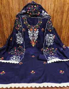 Nouveau matériel de robe Foux Jorjet avec broderie comme broderie de sommeil avec soie pure avec Dupatta - Product Image 3