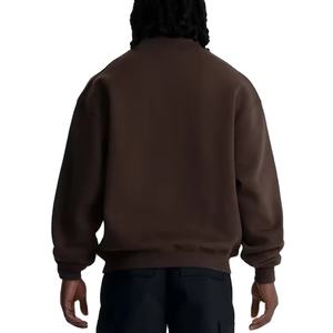 Suéter de cuello redondo marrón oscuro, sudaderas en blanco de felpa francesa de algodón transpirable para hombre, suéter liso con hombros caídos, sudaderas con capucha de gran tamaño - Product Image 4