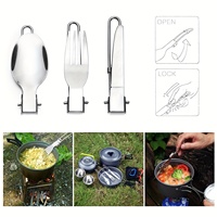 Ensemble de couverts de camping portable pour la cuisine en plein air, couteau, fourchette et cuillère pliables en acier inoxydable, 3 pièces, kit de cuisine