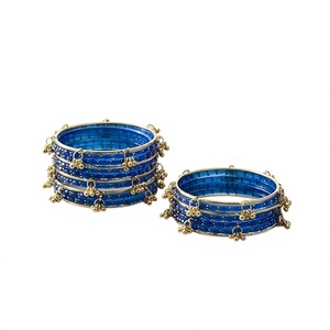 Wholesale Price Silver Tone Kashimiri Ghungroo Jhumki <b>Charm</b> Pearl Wedding Trendy Traditional Jingle Style <b>Bangles</b> Stack - Product Image 1