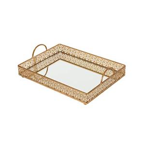 Metal <b>Tray</b> <b>Mirror</b> Wholesale Hotel Food Serving <b>Tray</b> Iron Frame <b>Mirror</b> <b>Tray</b> Gold Plated <b>With</b> Excellent Finishing Rectangle Use - Product Image 2