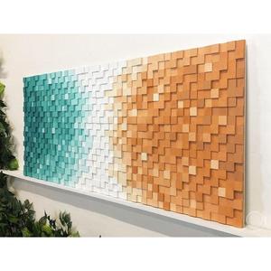 Tableaux de paysages marins multicolores Décoration murale en mosaïque de bois de plage - Product Image 1