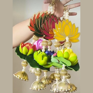 Ensemble de guirlande de perles de Lotus rose Style Art pour les mariages indiens Temple Diwali Pendaison de crémaillère Décorations murales-Set 2 - Product Image 4