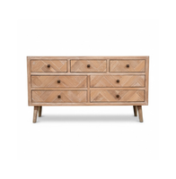 Commode de luxe moderne en pin massif à motif chevrons, couleur personnalisable, durable, origine Vietnam, meuble TV pour salon