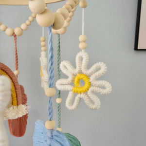 Nouveau produit lit Mobile arc-en-ciel et feuille macramé Mobile avec cadre en bambou mur suspendu vente en gros - Product Image 3