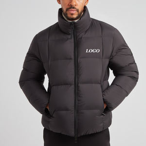 Veste matelassée pour homme avec fermeture éclair, logo personnalisé, idéale pour l'hiver, couleur unie / prix de gros, col montant - Product Image 1