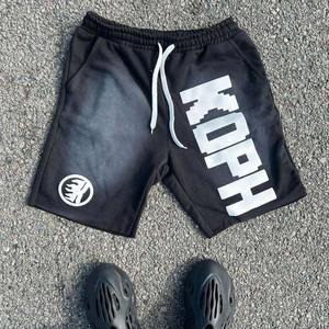 Pantalones cortos de algodón 100% para hombre con estilo, logotipo con estampado 3D personalizado, aspecto lavado ácido recortado, acabado desteñido al sol, ropa de calle informal de lona sólida - Product Image 5