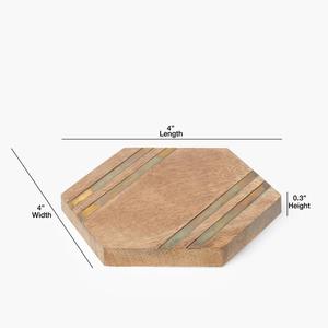 Ensemble de sous-verres en bois PC écologiques et durables faits à la main Plateau carré rustique et tapis en bois naturel fait à la main - Product Image 4