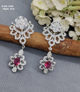 Premium Designer Inspired Dangle <b>Earrings</b> For Special Occasions With Shimmering Stone Embellishment From India - Product Image 3