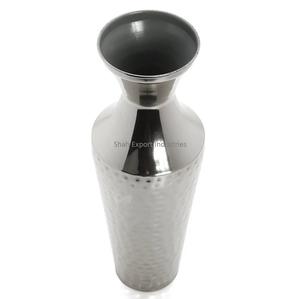 Floreros decorativos de Metal para el hogar para sala de estar interior Macetas decorativas Floreros martillados plateados - Product Image 3