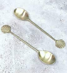 Cuillère de luxe royale en laiton naturel poli, ensemble de couverts pour la maison, hôtel, table à manger, ensemble de service alimentaire, logo personnalisé - Product Image 5