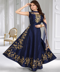 Fabuleux rayonne soie broderie fil d'or avec pierre travail robe tenue de fête prix de gros fabrication ethnique vêtement Alphanumero - Product Image 1