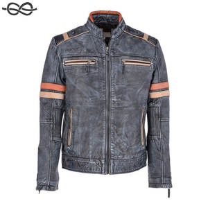 Automne Veste Hommes Mode Bureau Casual Classique Vintage Style Bleu Noir En Cuir Biker Veste Mode Hommes - Product Image 1