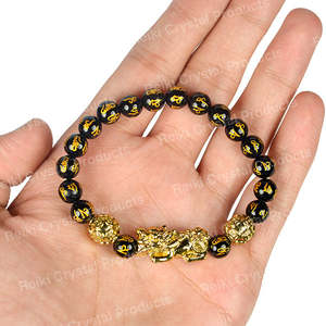 Pulsera Pixiu de Obsidiana Negra Natural, Cuentas Redondas de 8mm, Protección, Riqueza, Buena Suerte, Prosperidad, Cargada con Reiki - Product Image 2