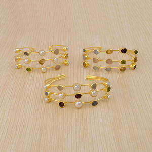 Brazalete chapado en oro de varias piedras hecho a mano, piedra preciosa de amatista natural ajustable, joyería de moda - Product Image 3