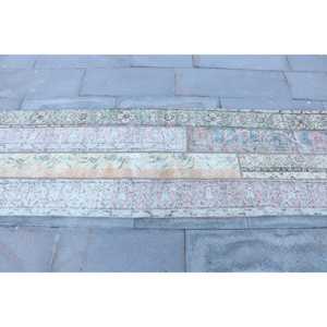 Alfombra Vintage, Alfombra Turca de 2.4x8.1 pies, Alfombra de Lana con Rayas Azules - Product Image 4