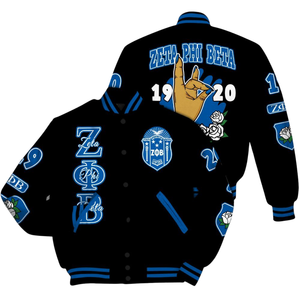 Zeta Phi Beta 1920 ZPB Fondateurs Varsity Jacket Sorority Letterman Bleu Blanc Vie Grecque Chenille Patch Edition - Product Image 3