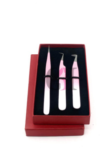 แหนบต่อขนตาสแตนเลสแบบบางตรงเคลือบผงสองสีอุปกรณ์เสริมความงามโลโก้แบบกำหนดเองใหม่90องศา - Product Image 6