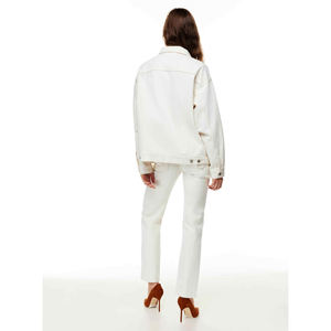 Vestes en jean pour femmes à la mode à manches longues chemise boutonnée veste Jean Shacket avec poche veste de travail occidentale - Product Image 5