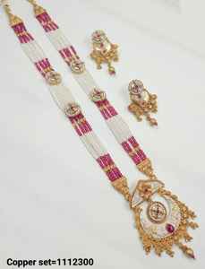 INDIAN TRADITIONAL and FASHIONABLE COPPER <b>JEWELLERY</b> BRIDAL WEDDING <b>JEWELLERY</b> <b>SET</b> for WOMEN EARRINGS and NECKLACE <b>SET</b> - Product Image 2